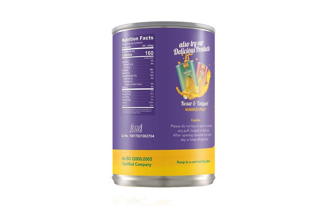 Pursuit Ratnagiri Alphonso Mango Pulp Sweetened   Tin  850 grams
